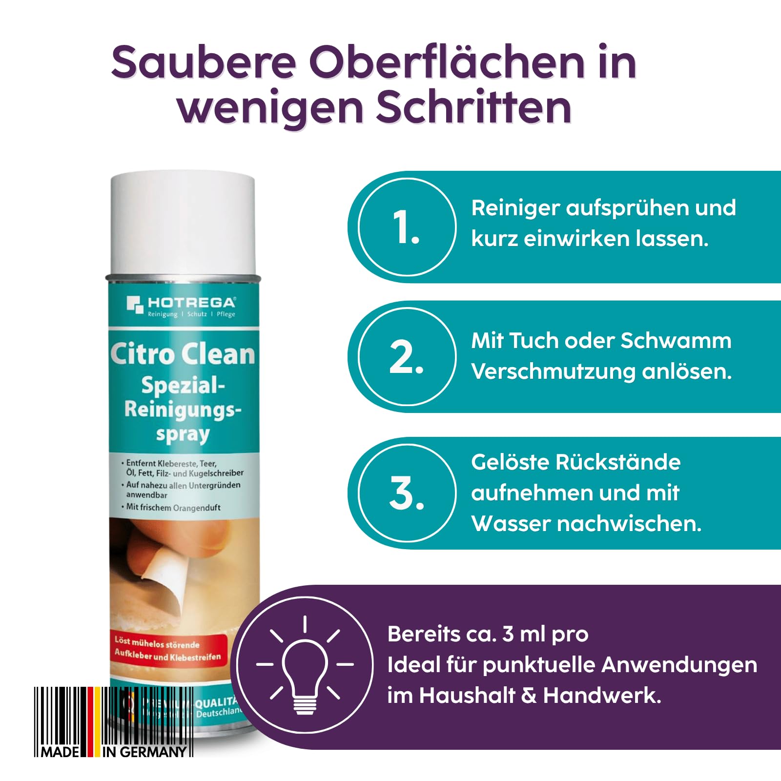HOTREGA Citro Clean Spezial-Reinigungsspray 6x 500 ml | Kleberesteentferner