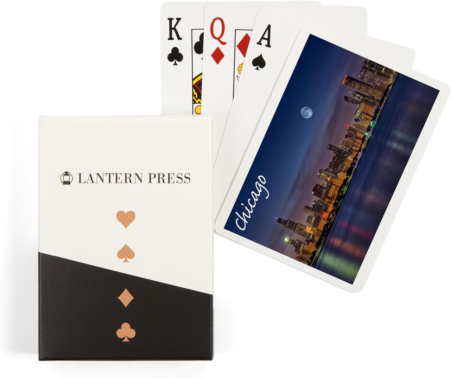 Lantern Press Chicago, Illinois, Skyline at Night, 52 Playing Cards for Adults, Poker Size Card Deck