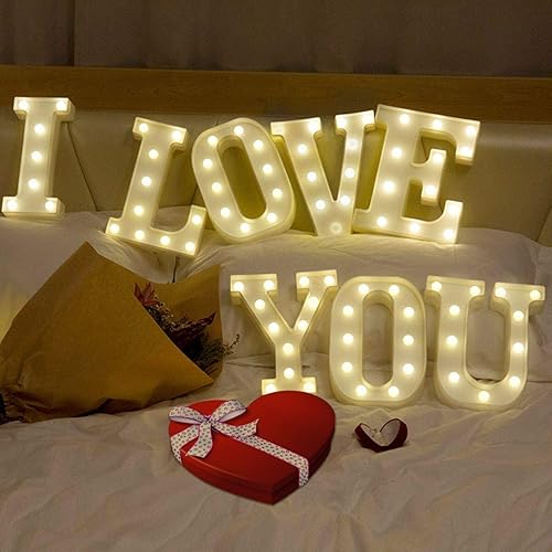 Miniatura 6 de Royal Brands Letrero decorativo con luz LED, letra del alfabeto de madera iluminada, funciona con pilas, decoración de marquesina para fiestas,