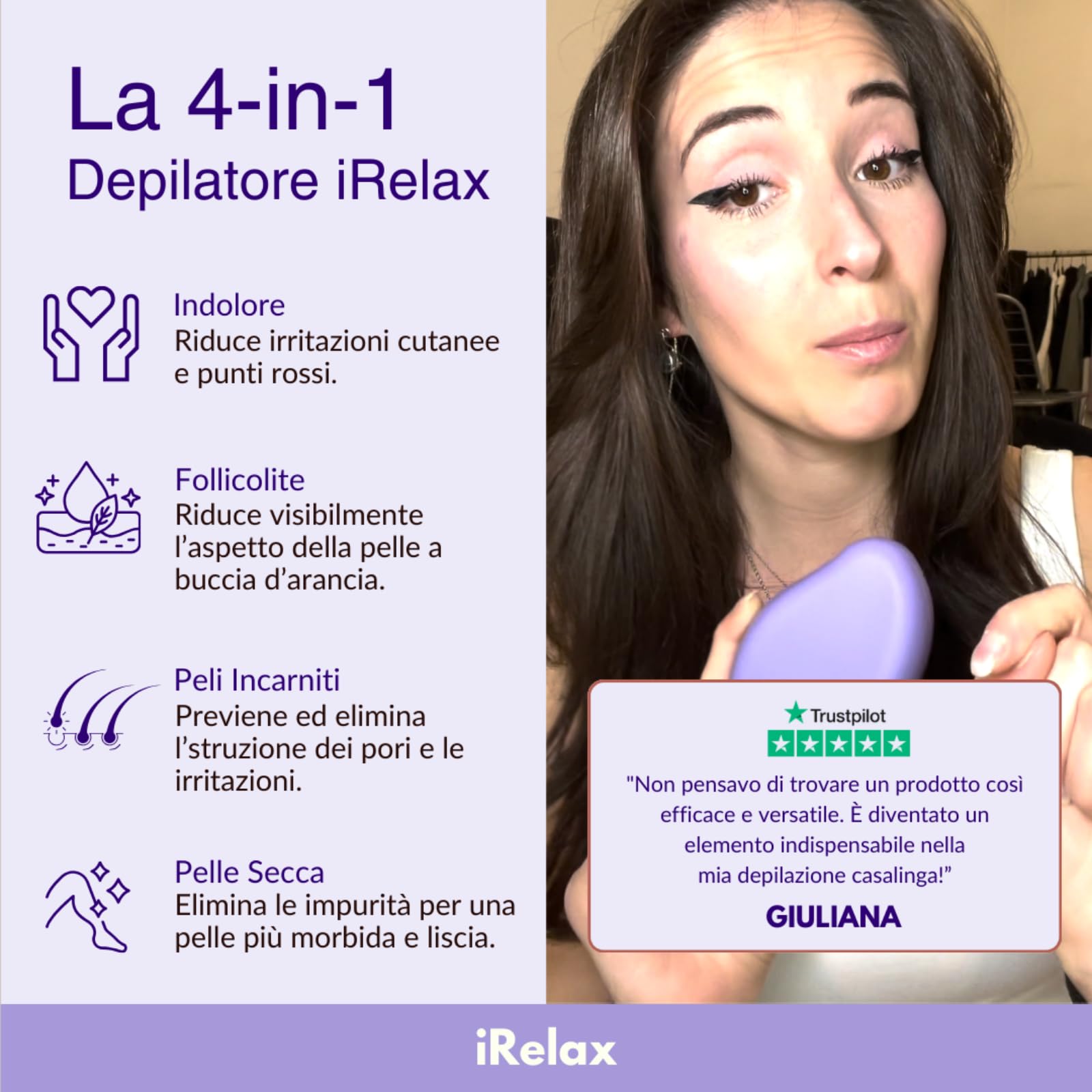 irelax depilatore cristallo，Depilatore indolore, per una pelle liscia, risultati da salone a casa tua, ecologico e portatile