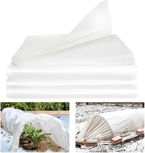 Película de plástico transparente para invernaderos de 10 x 26 pies, cubierta de plástico de 6 mil, cubierta de plástico para plantas, manta de