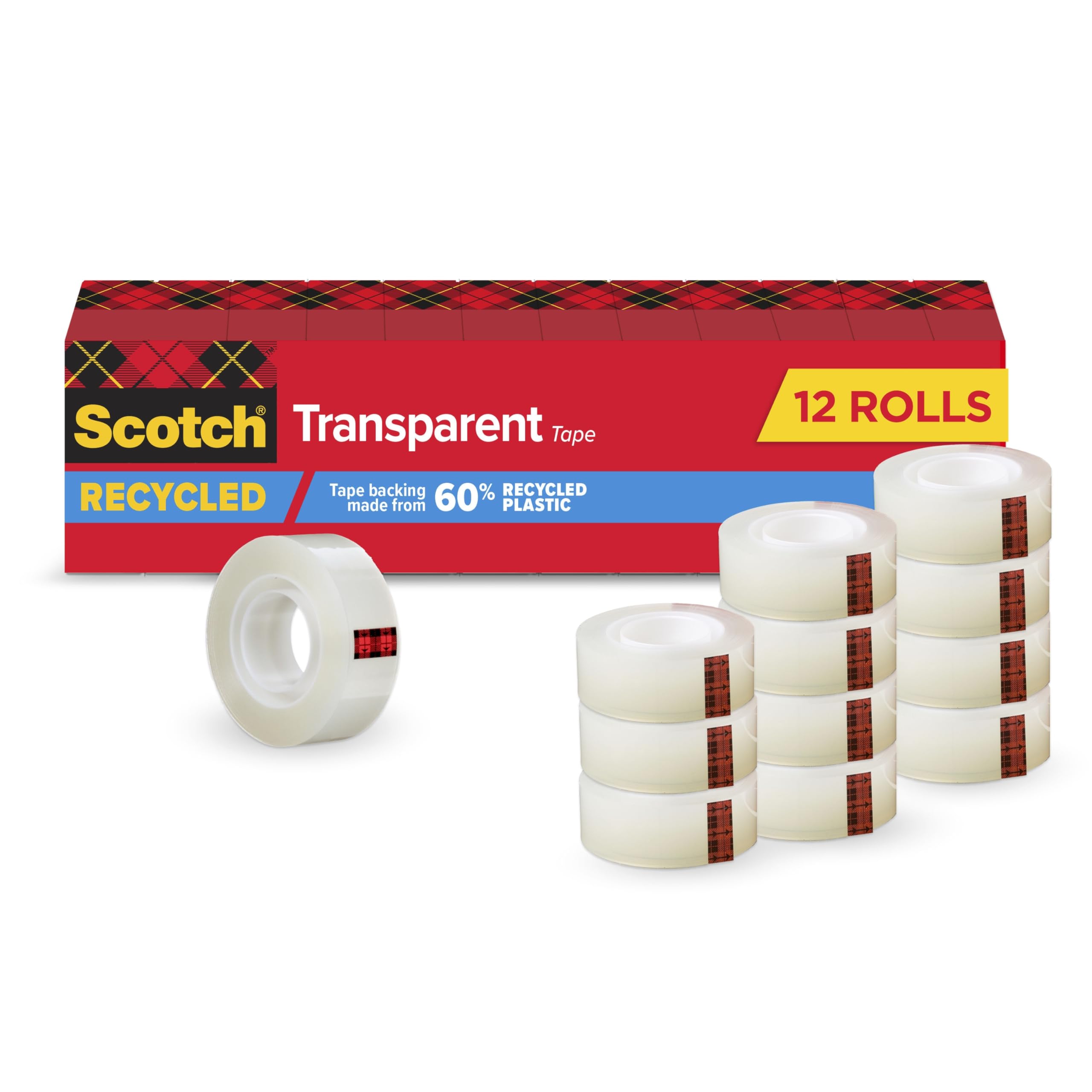 Amazon.com : Scotch Transparent Greener Tape, 12 Rolls, 3/4 x 900