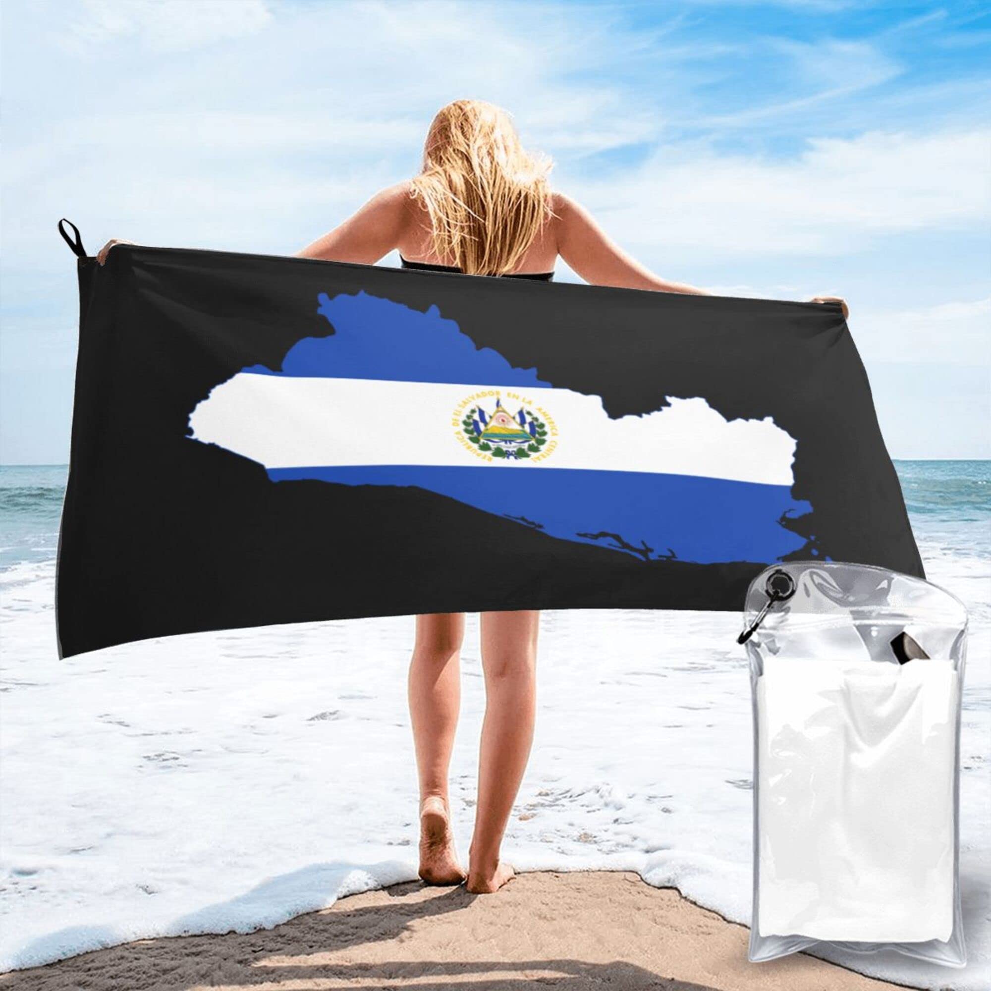 Lsjuee Flag of El Salvador Microfiber Beach Towel-Quick Dry Oversized Towels Blanket for Travel Pool Camping