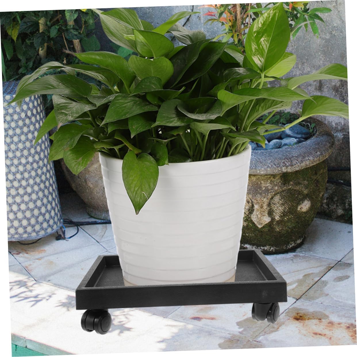 HANABASS Movable Plant Tray Wheels Heavy Duty Planter Holder for Use for Potted Plants and Trees Easy to Clean and Reusable Chic Design for Home Decor