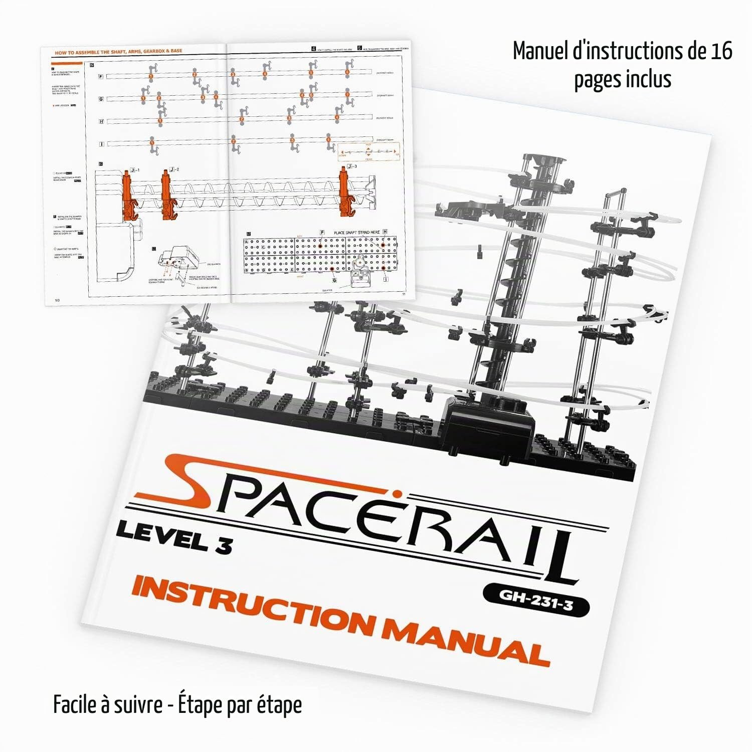 CKB LTD SpaceRail Niveau 3 Montagnes Russes perpétuelles Rollercoaster, Course de Montagnes Russes en marbre Gadget Kit de Construction de Piste de marbre Bricolage