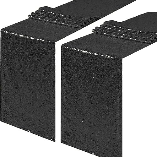 Paquete de 2 caminos de mesa naranjas, caminos de mesa de lentejuelas de 12 x 108 pulgadas con purpurina para decoración de mesa de cumpleaños de