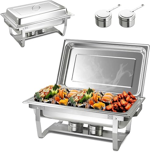 COSTWAY Juego de bufé de platos para rozar, 2 paquetes, gran capacidad de 9 cuartos de galón, 2 bandejas de alimentos, sartenes de agua y soportes COSTWAY Juego de bufé de platos para rozar, 2 paquetes, gran capacidad de 9 cuartos de galón, 2 bandejas de alimentos, sartenes de agua y soportes