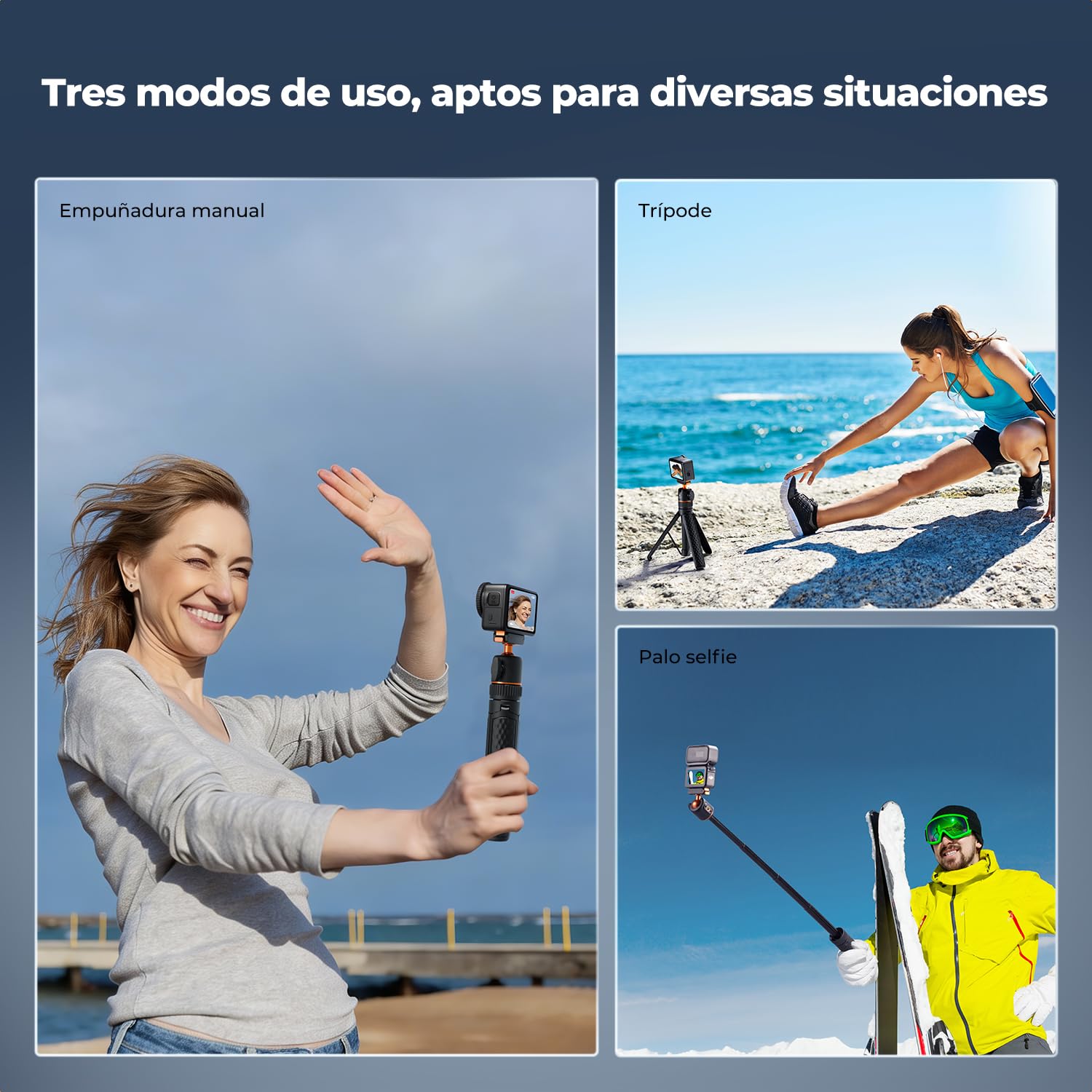 K&F CONCEPT Treppiede Bastone Selfie 65 cm Compatibile con DJI Osmo Nano/Action 6, Monopiede Estraibile, Chiusura Magnetica, Testa Sferica 360°, Supporto per Vlogging