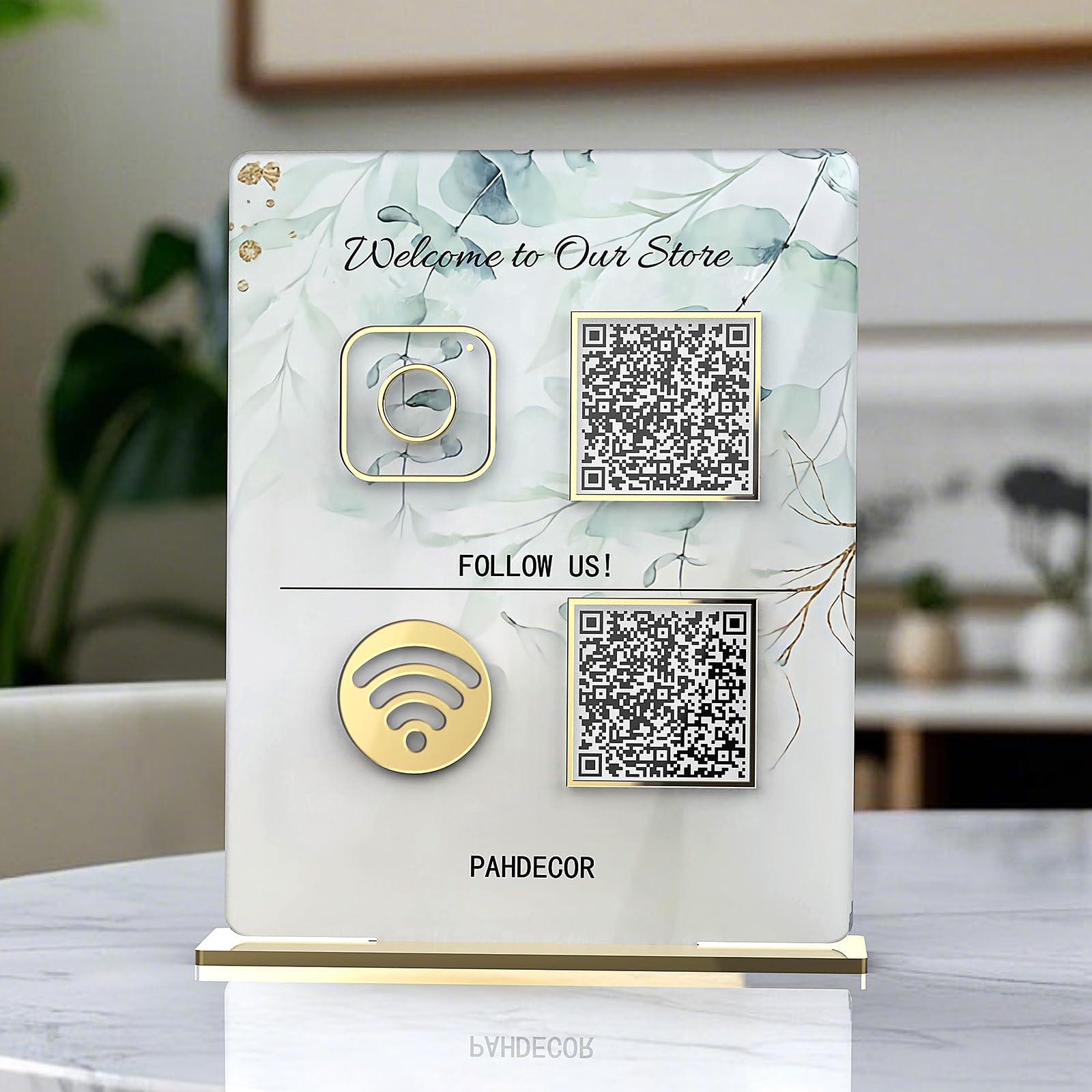 Custom Acrylic 3D Multi QR Code Sign Personalized Cashapp Venmo Instagram Facebook Social Media Business Scan to Pay Payment Sign Salon Beauty Hairdressers Beautician Plaque