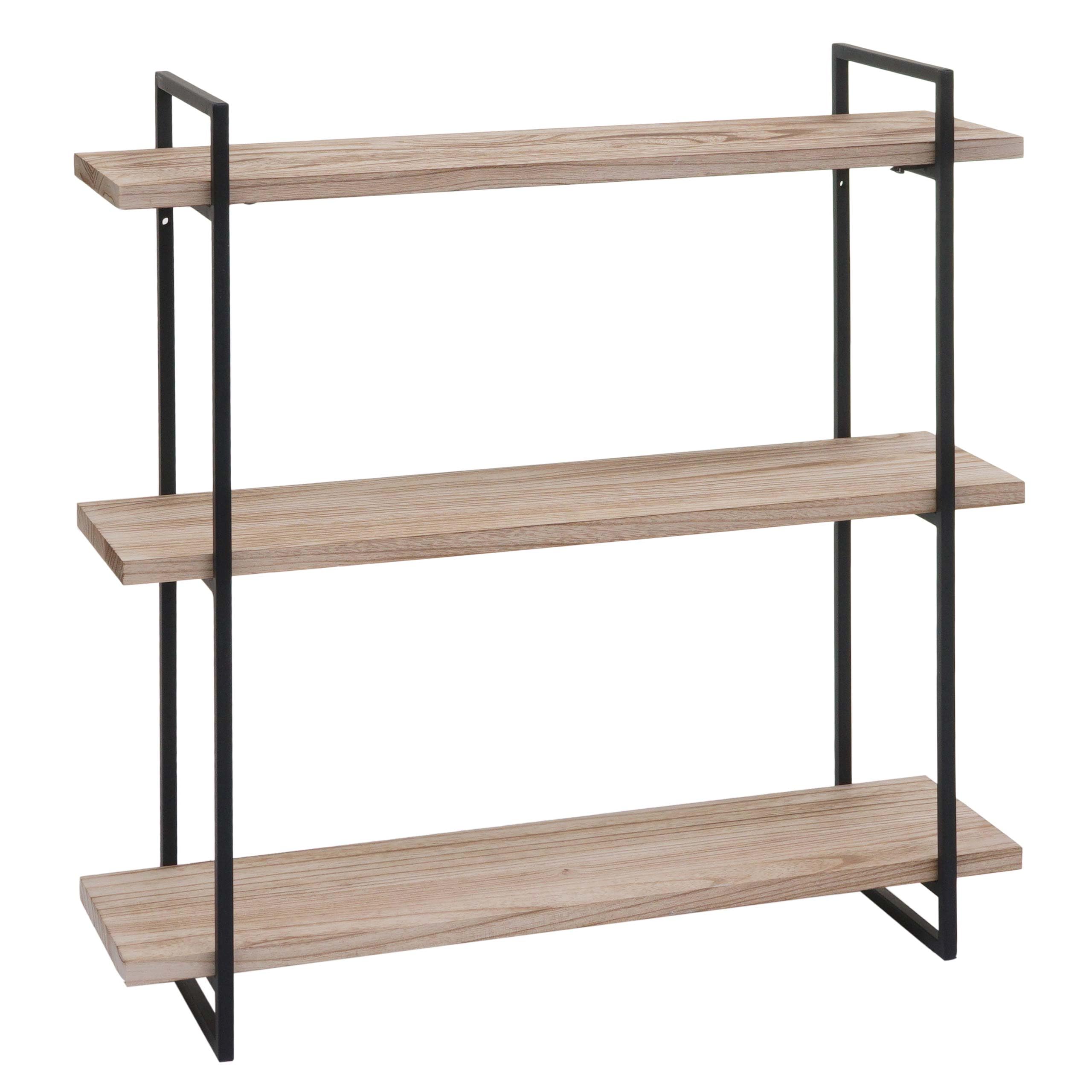 Mendler Wandstelling HWC-K78, zwevend hangrek, 3 planken, massief hout, industrieel, 60 x 60 x 18 cm, donkerbruin, metaal zwart Mendler Wandstelling HWC-K78, zwevend hangrek, 3 planken, massief hout, industrieel, 60 x 60 x 18 cm, donkerbruin, metaal zwart