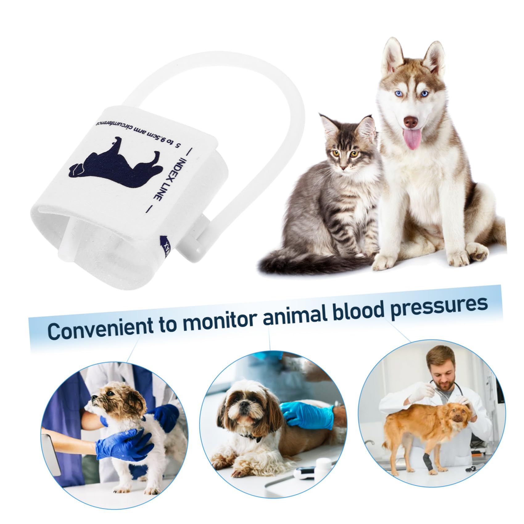 Bracciale per Misuratore di Pressione Non Tessuto, Adatto per Animali e Gatti Circonferenza Braccio 5-9,5cm, per Uso Veterinario