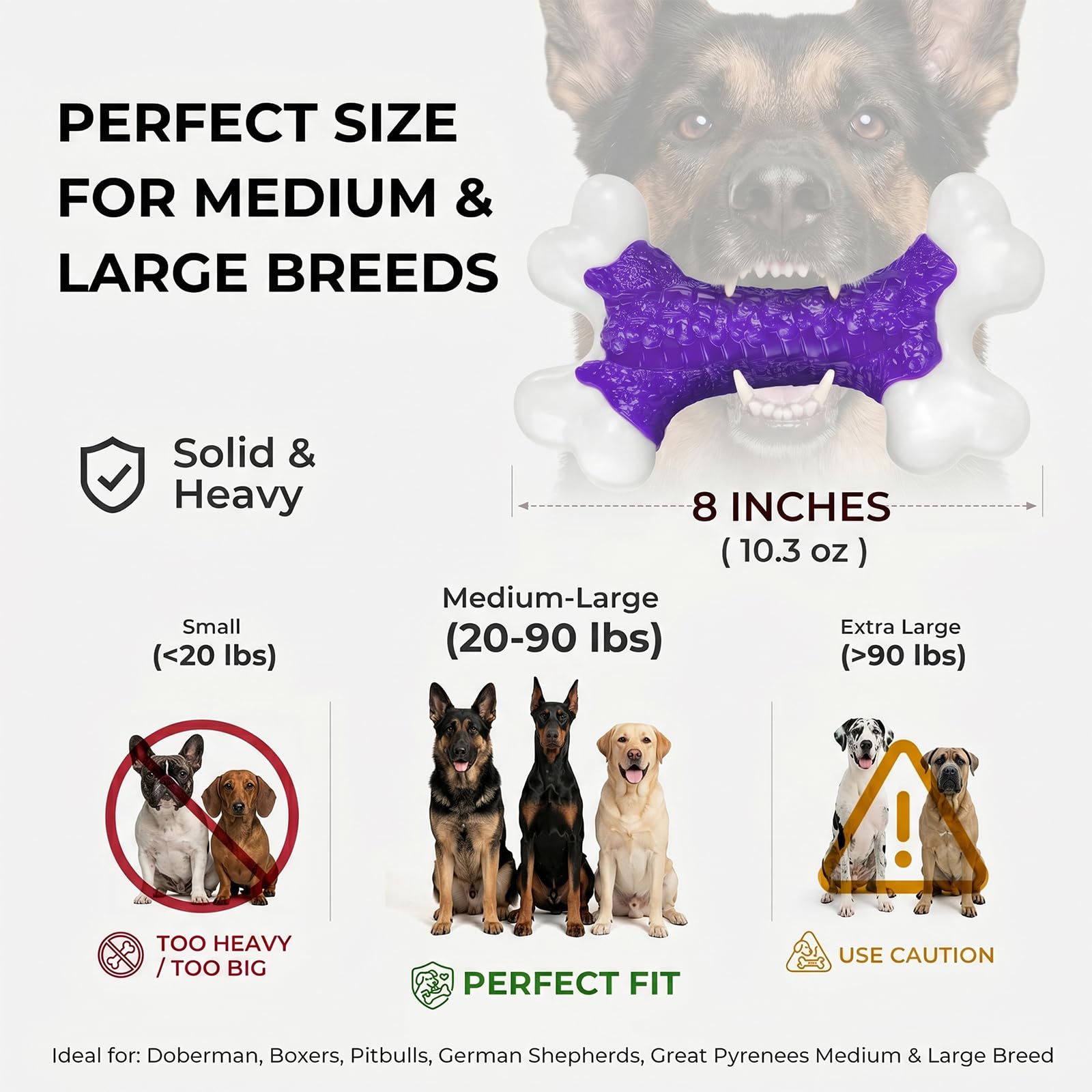 Kseroo Lot de 2 jouets robustes de mastication pour chien, jouets à mâcher dynamiques pour grands chiens, jouet à mâcher en os, grands jouets extrêmes indestructibles