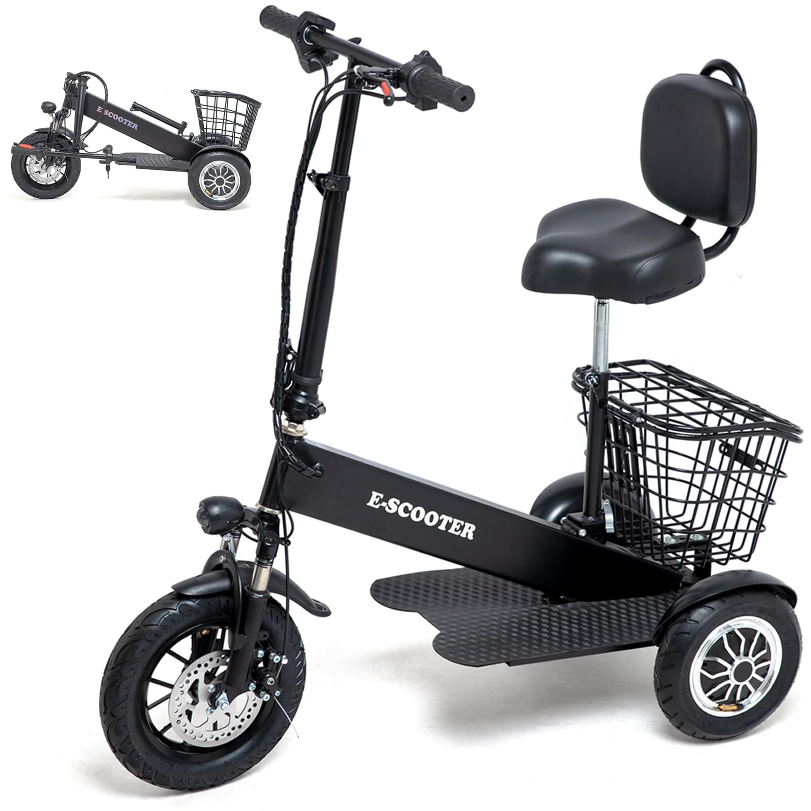 3 Wheel Mobility Scooter, Lightweight Folding Scooters for Seniors & Adults, 36V 500W Dual Motor Lithium Battery, Only 48 lbs, Long Range, Max Load of 330lbs, Airline Friendly