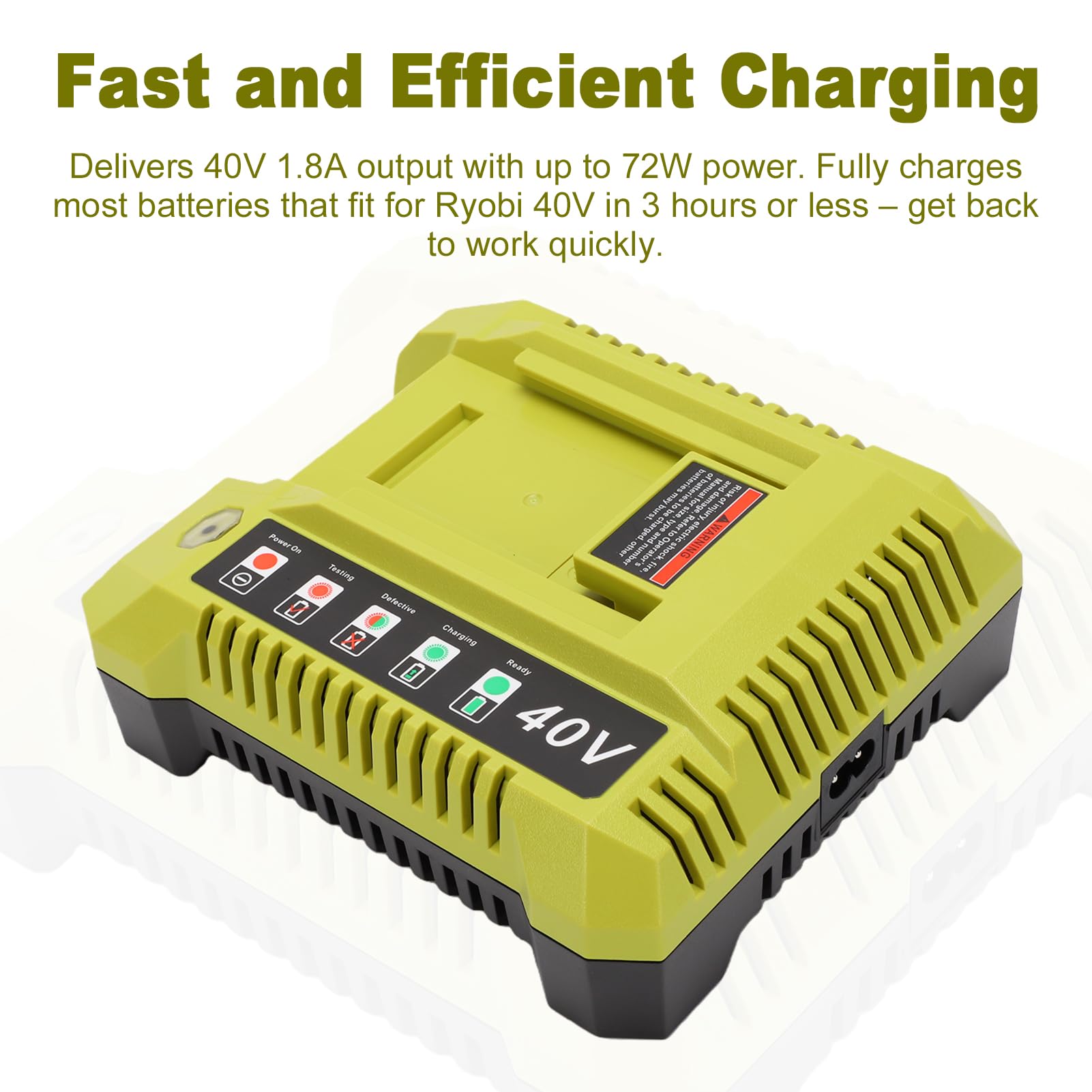 Karlak Caricabatteria Agli Ioni di Litio da 40 V Caricabatteria Rapido da 40 V Caricatore Rapido Indicatore LED Montabile a Parete Design Compatto (Spina UE 250)