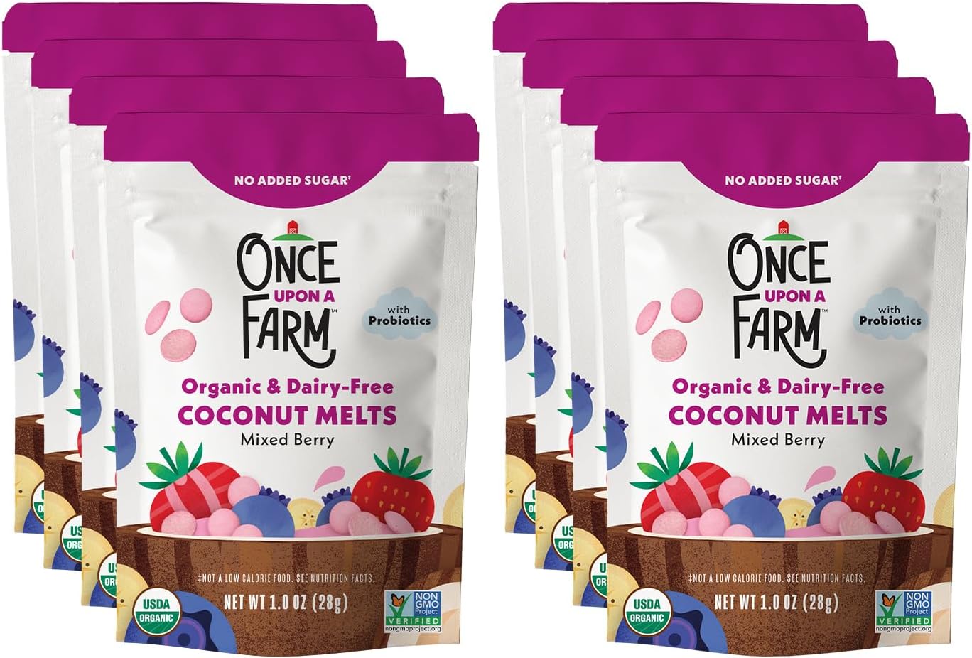 Organic Coconut Melts with Probiotics, Mixed Berry, Dairy Free, Non GMO, Kosher, 1 Ounces (Pack of 8)