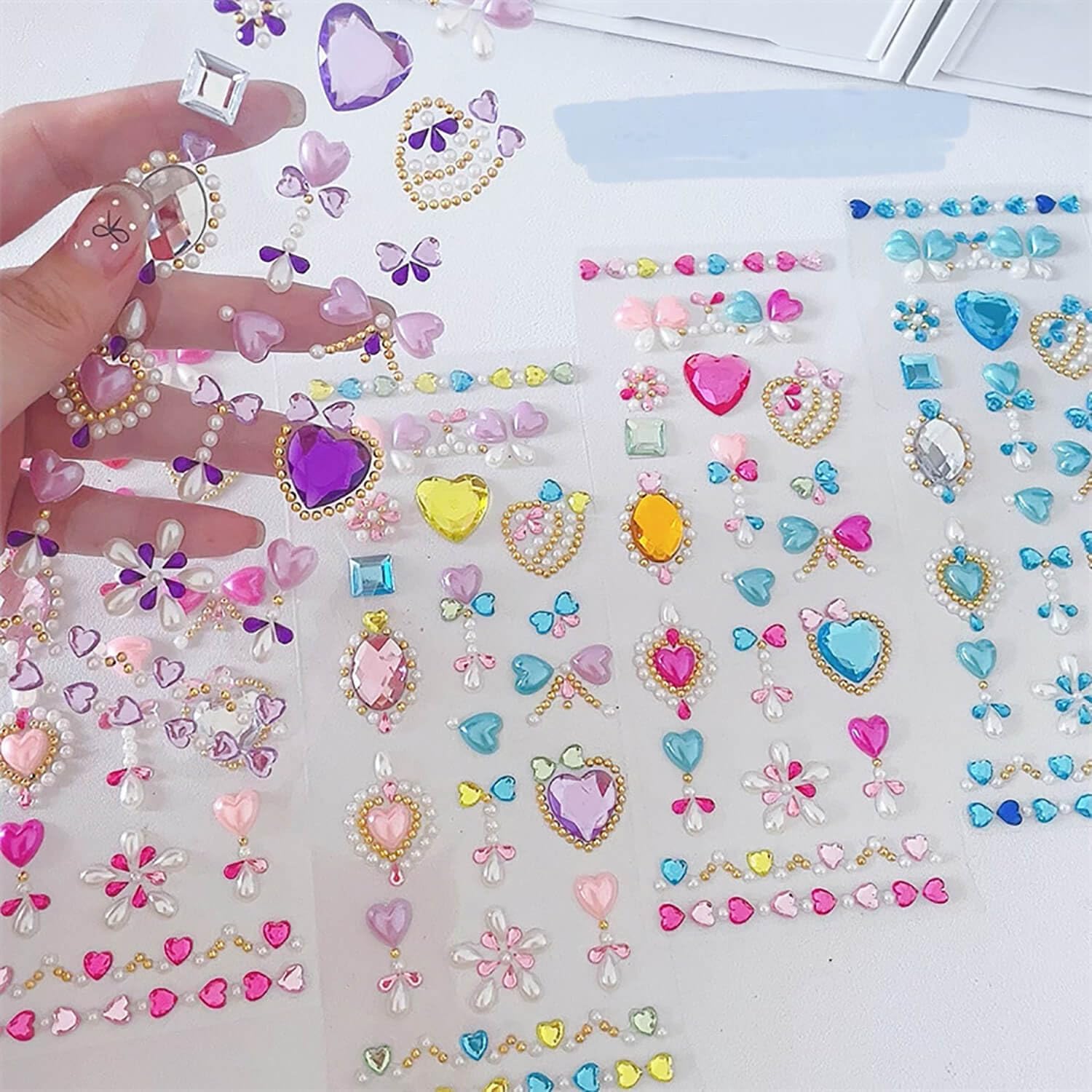 Maxleaf 5 Sheets 3D Flowers Rhinestone Gem Stickers image 2