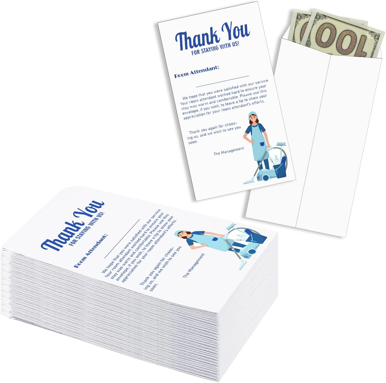 Juvale 500 Pack Housekeeping Tip Envelopes Bulk, Thank You Envelopes for Cash