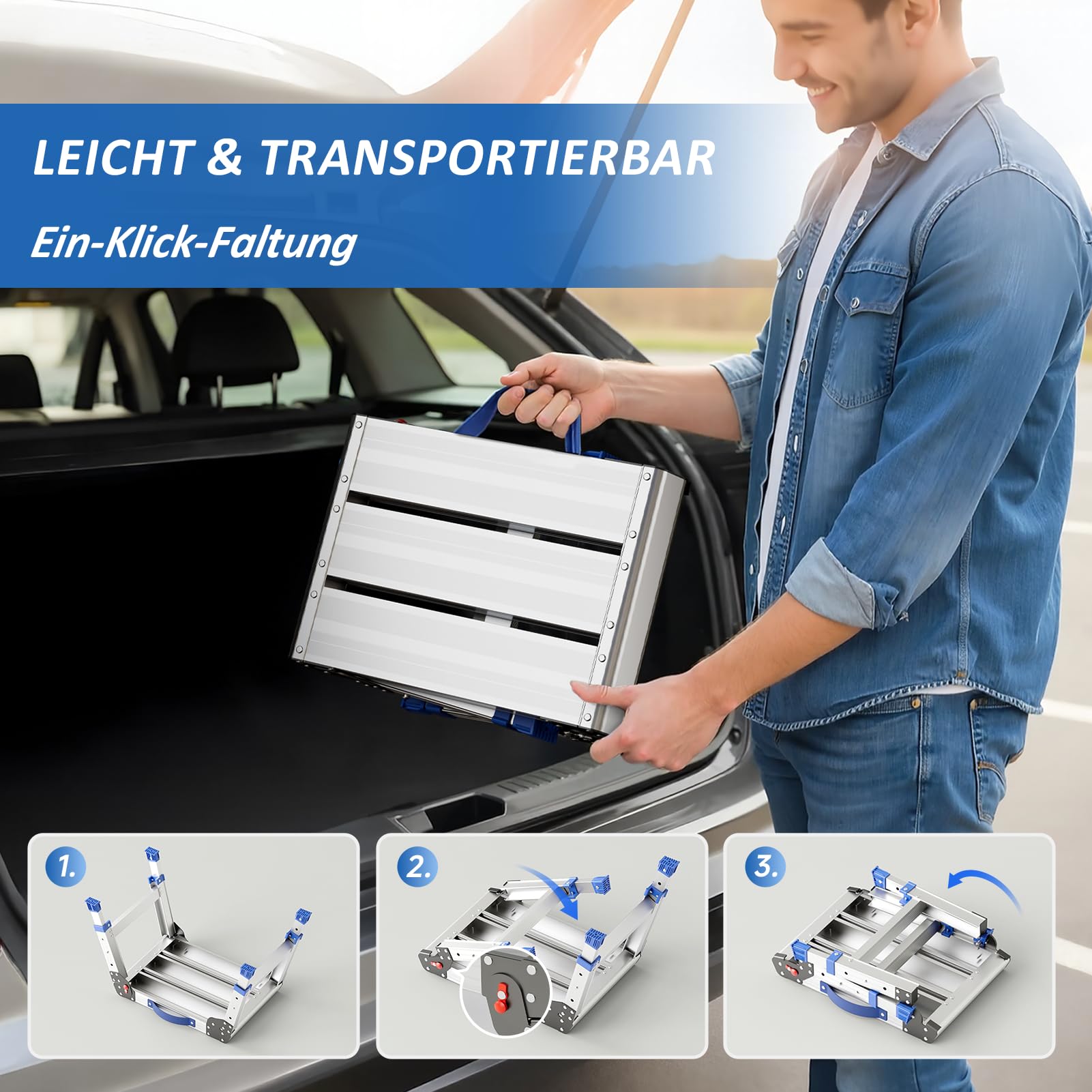 Loyoda Taburete de trabajo plegable de aluminio, 40 cm de altura, capacidad de carga de 226 kg, peso ligero de 2,36 kg