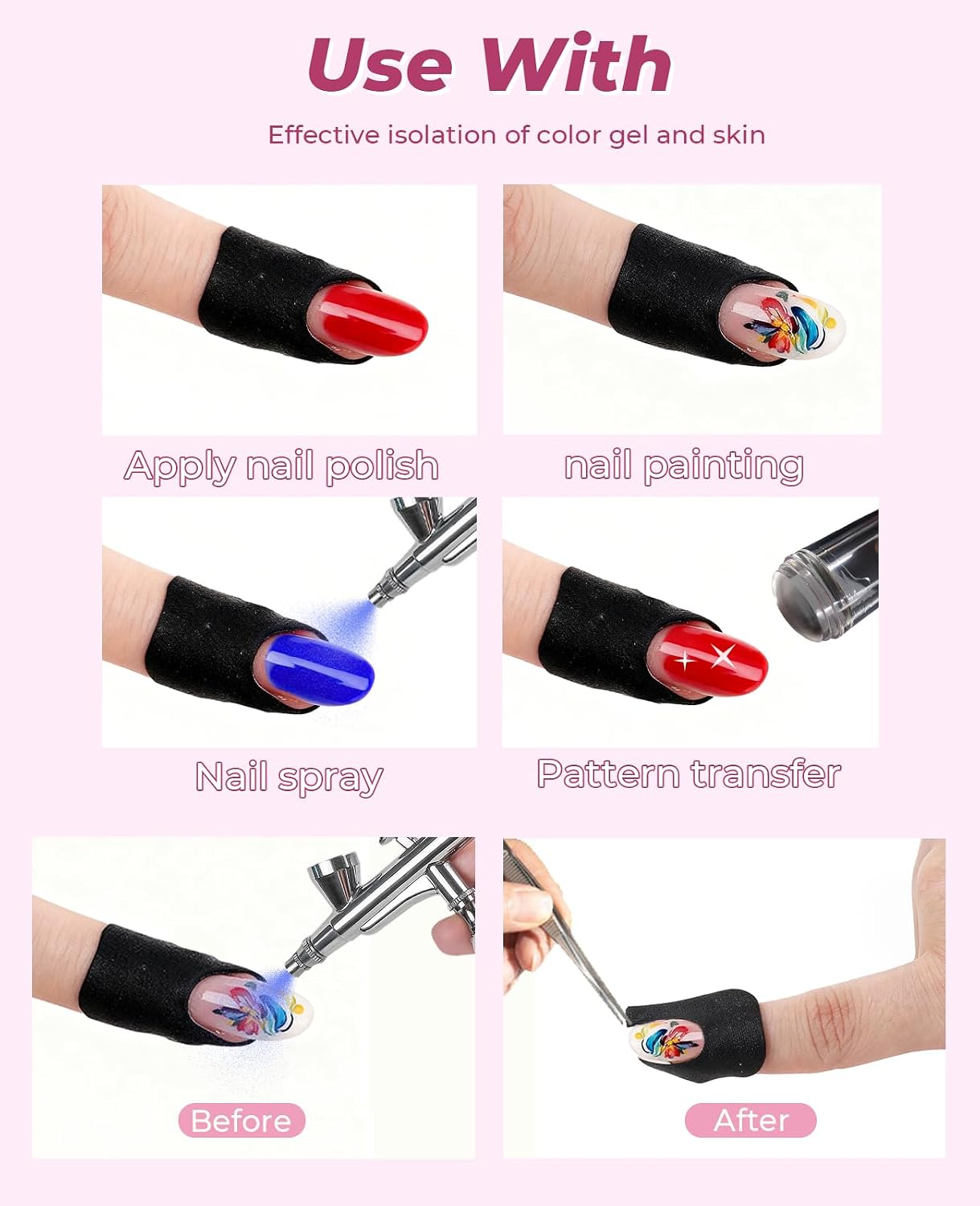 200PCS Nail Polish Protector for Fingers, Nail Tape for Painting Nails, U Shape Peel Off Finger Guards Barrier Stickers