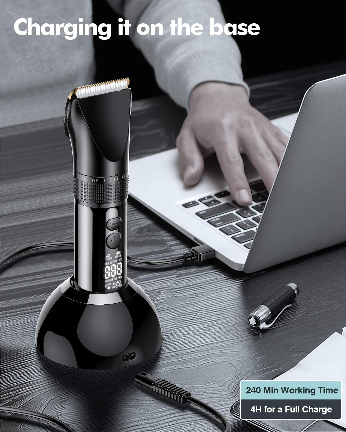 Hair Clippers for Men Professional Kit, DynaBliss HG2000 Mens Clippers for Hair Cutting Cordless for Home Barber Salon with LED Display and Charging Base : Beauty & Personal Care