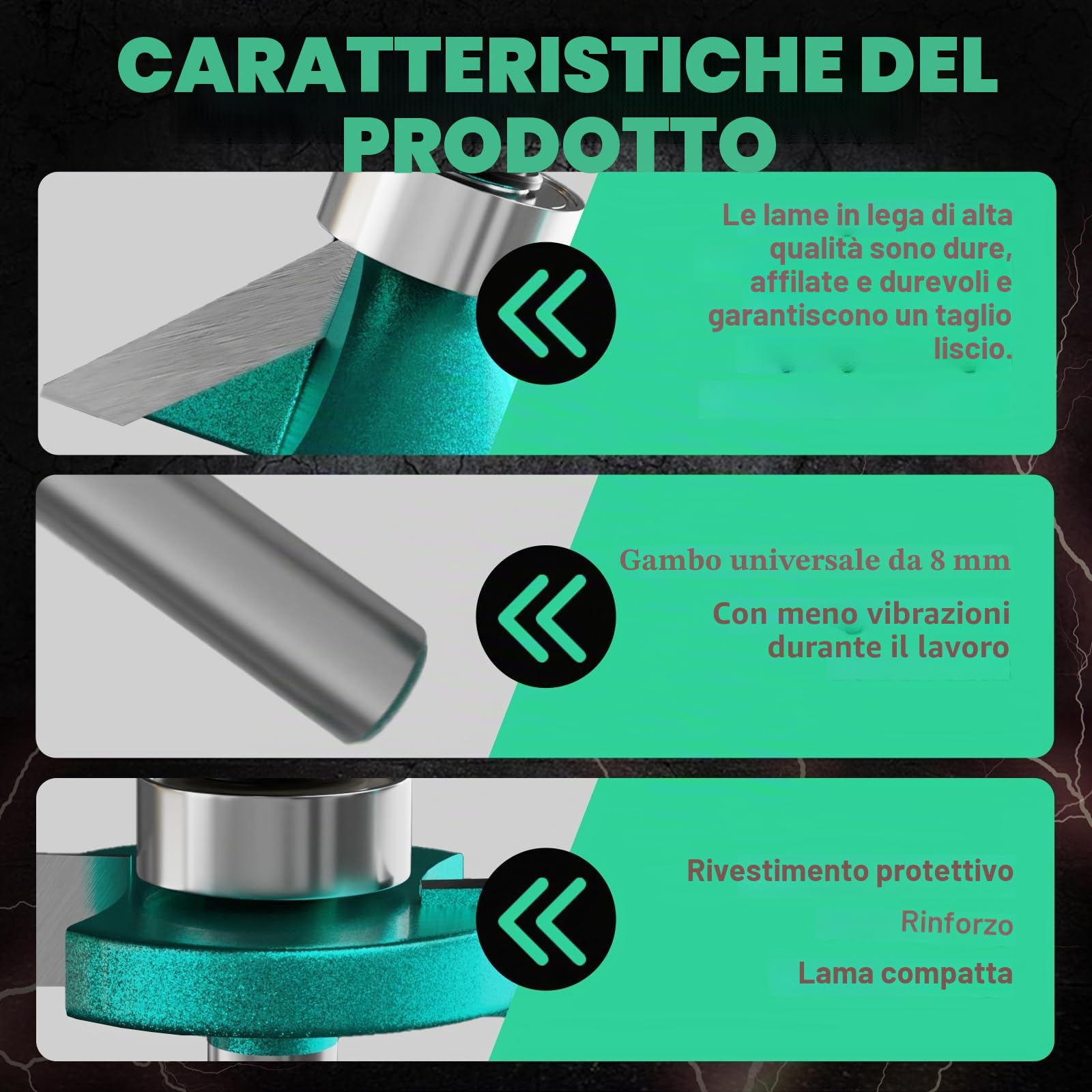 CSOOM Set di 30 frese professionali per la lavorazione del legno con cuscinetti di ricambio, adatto per fusto da 8 mm, lame in lega dura, utensili per la lavorazione del legno, confezionati in robuste
