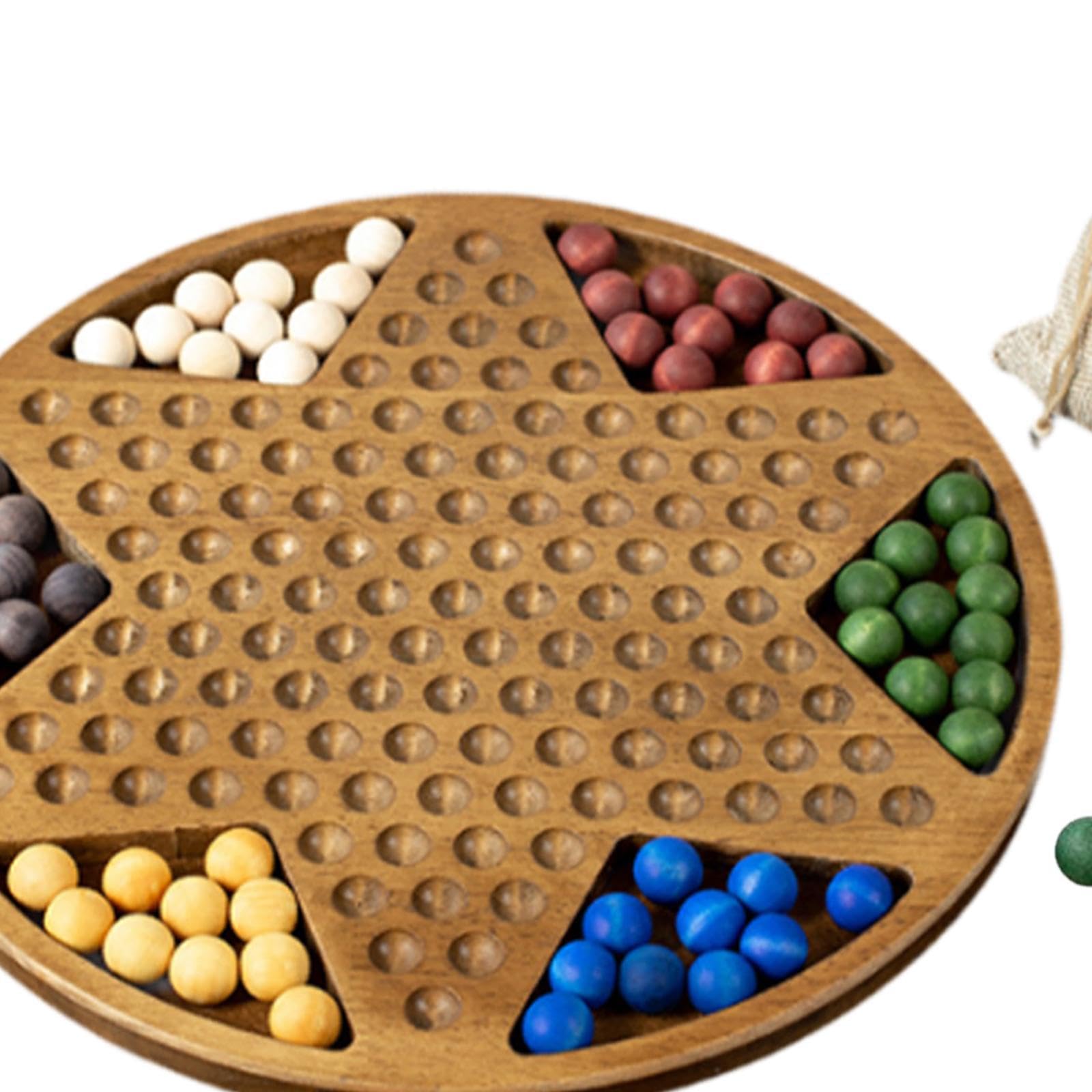 Damas Chinas Juego de Mesa de Estrategia Tradicional Incluye de Vidrio Tablero de Madera con Bolsa Adecuado para Interacción Familiar Y, Cuentas de Madera