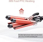Kuwa Crimper Outil capillaire,3 Fer à roulettes,hairCrimper pour les femmes, Hair Waver avec LCD Affichage de la température, ondes naturelles à longue durée