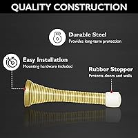 Vista 4 de Paquete de 10 topes de puerta de resorte de latón pulido, tapón de puerta flexible con punta de goma - Tope de puerta de resorte - Design House