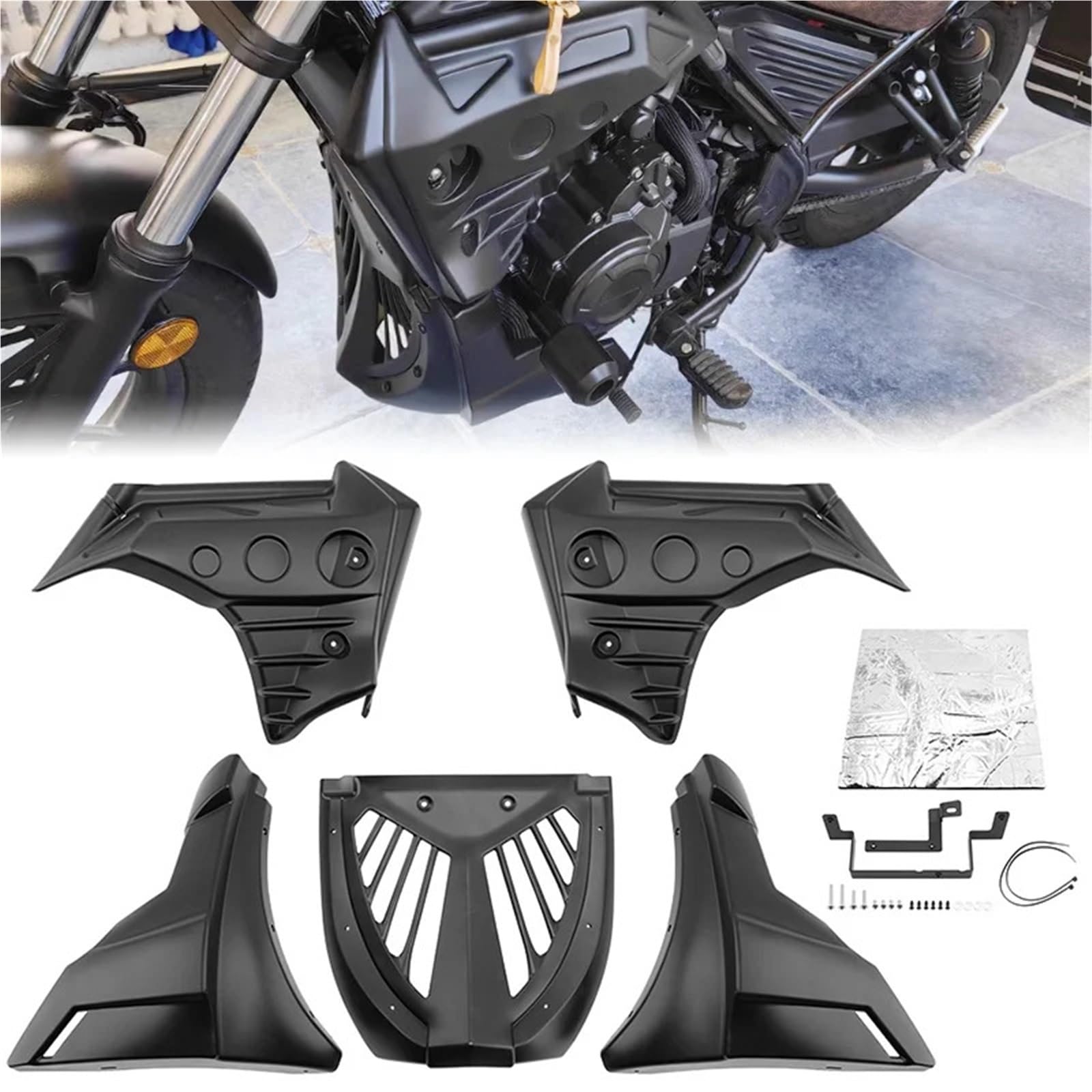 Motocykl Przednia Osłona Chłodnicy Osłona Dolnej Ramy Silnika Motocykla, Osłona Boczna, Błotnik Pod Nadwoziem, Pasuje Do Honda Rebel CMX 500 CMX500 2017-UP