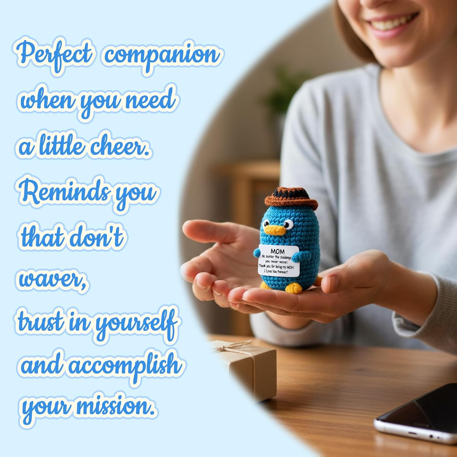 Gifts for Mom, Cute Handmade Positive Crochet Platypus Presents for Mommy Mama Mother in Law, Funny Mothers Day Birthday Gifts for Mom from Daughter/Son - Image 7