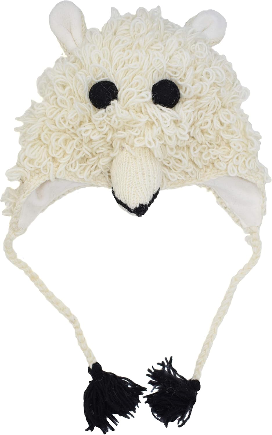 Woollen Handknitted Fleece Lined Trapper Farm Animal Hat