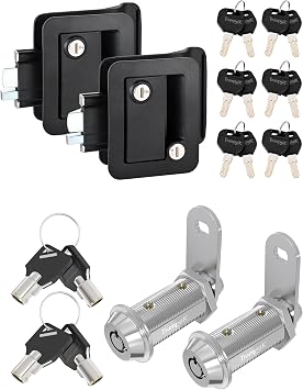 Engineering Plastic Camper Door Lock Pack of 2 & RV Storage Locks, 1 1/2 Pack of 2