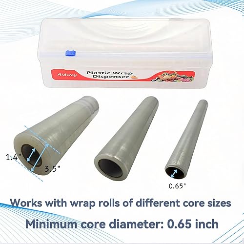 Miniatura 6 de Dispensador de plástico con cortador, dispensador de envoltura adhesiva con cortador deslizante para película de alimentos, papel de estaño, papel