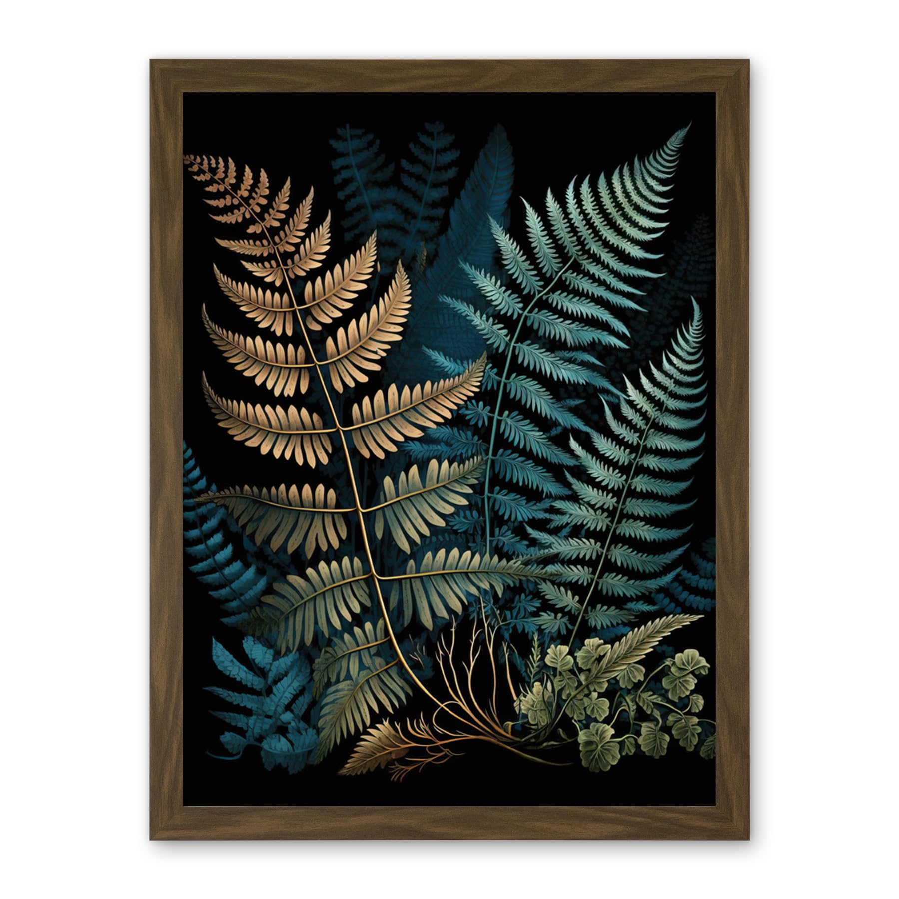 Artery8 Detailed Botanical Illustration Fern Frond Species Artwork Framed Wall Art Print 18X24 Inch