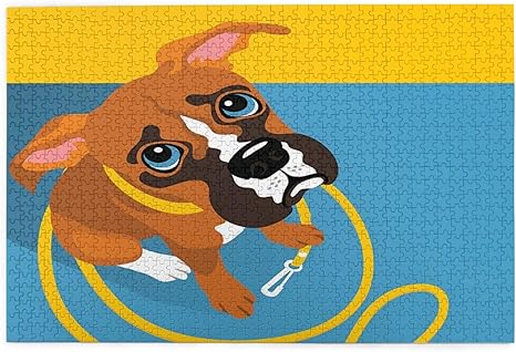 Amazon Co Jp 1000ピースパズル ひもでかわいいボクサーの子犬のベクトルイラスト 大人と子供のための絵パズルゲーム家族の結婚式の卒業ギフト おもちゃ