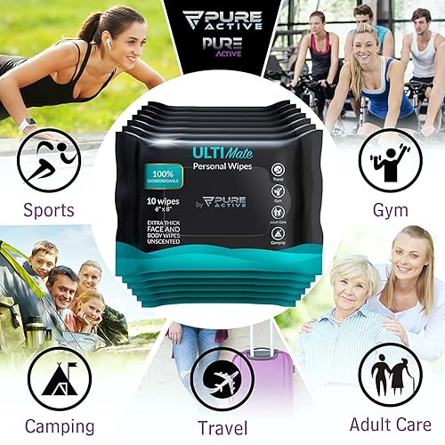Miniatura 8 de Ultimate Shower - Toallitas de baño para cuerpo y cara, toallitas biodegradables de limpieza corporal para hombres para después del gimnasio,