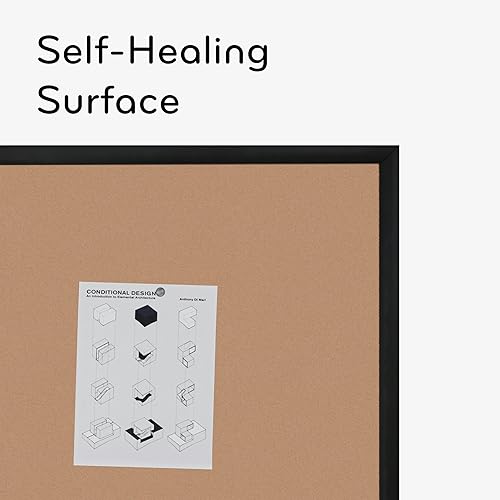 Miniatura 4 de U Brands - Tablón de anuncios de corcho, 35 x 23 pulgadas, marco de aluminio negro, 2880U00-01