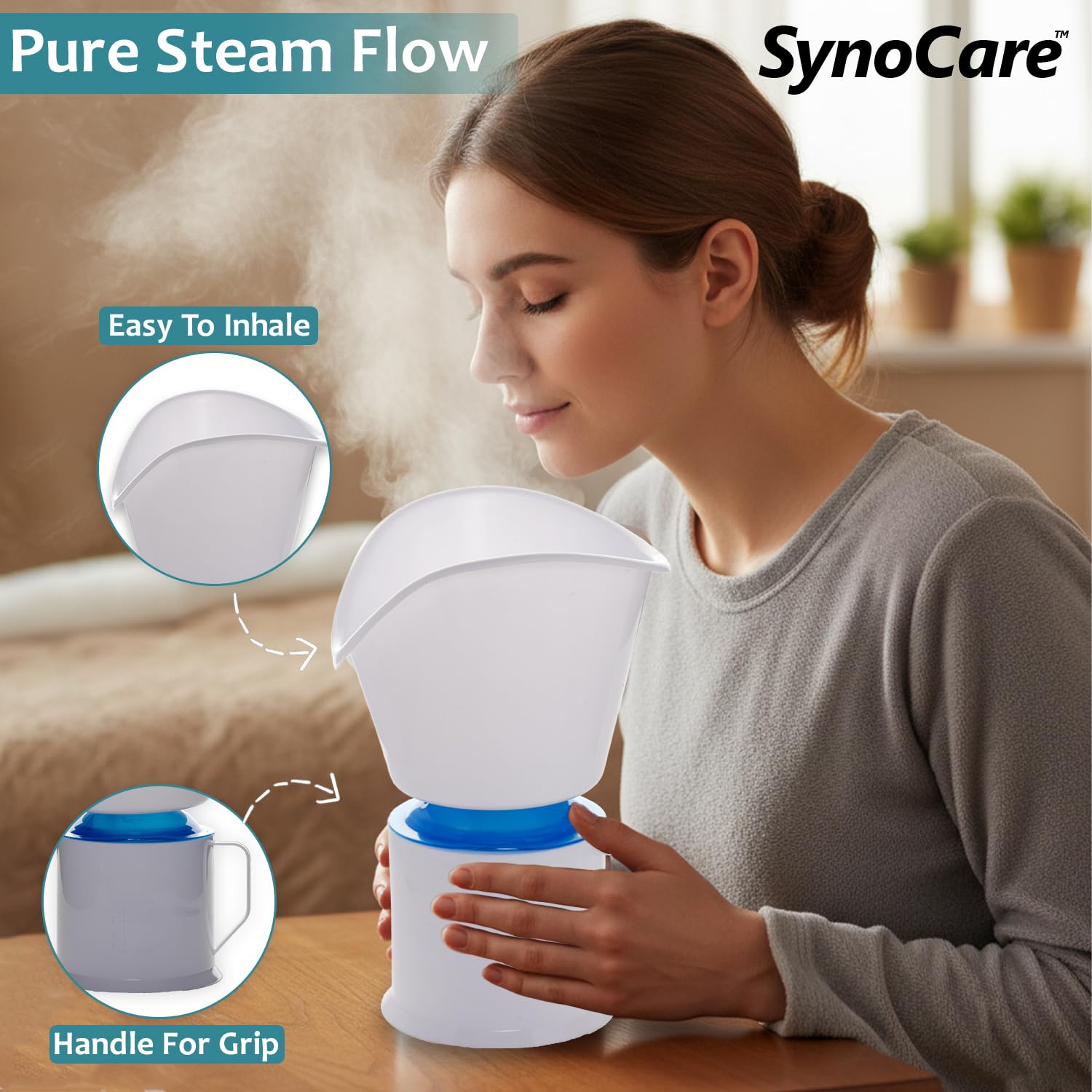 Synocare 3 in 1 Steamer for Cold & Cough | Sauna Steamer & Vaporizer for Skin & Face Steam, Steam Inhaler & Vaporizer Machine | Facial Steamer for Cough, Congestion & Sinus Relief for Adult & Kids 1