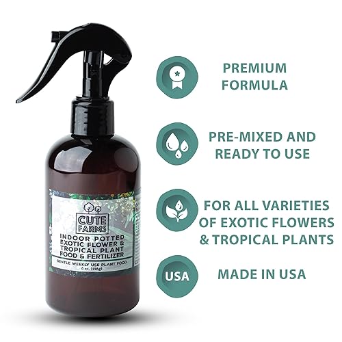 Miniatura 3 de Cute Farms Fertilizante para plantas tropicales y flores exóticas en maceta para interiores  Fórmula suave de uso semanal para plantas (tres