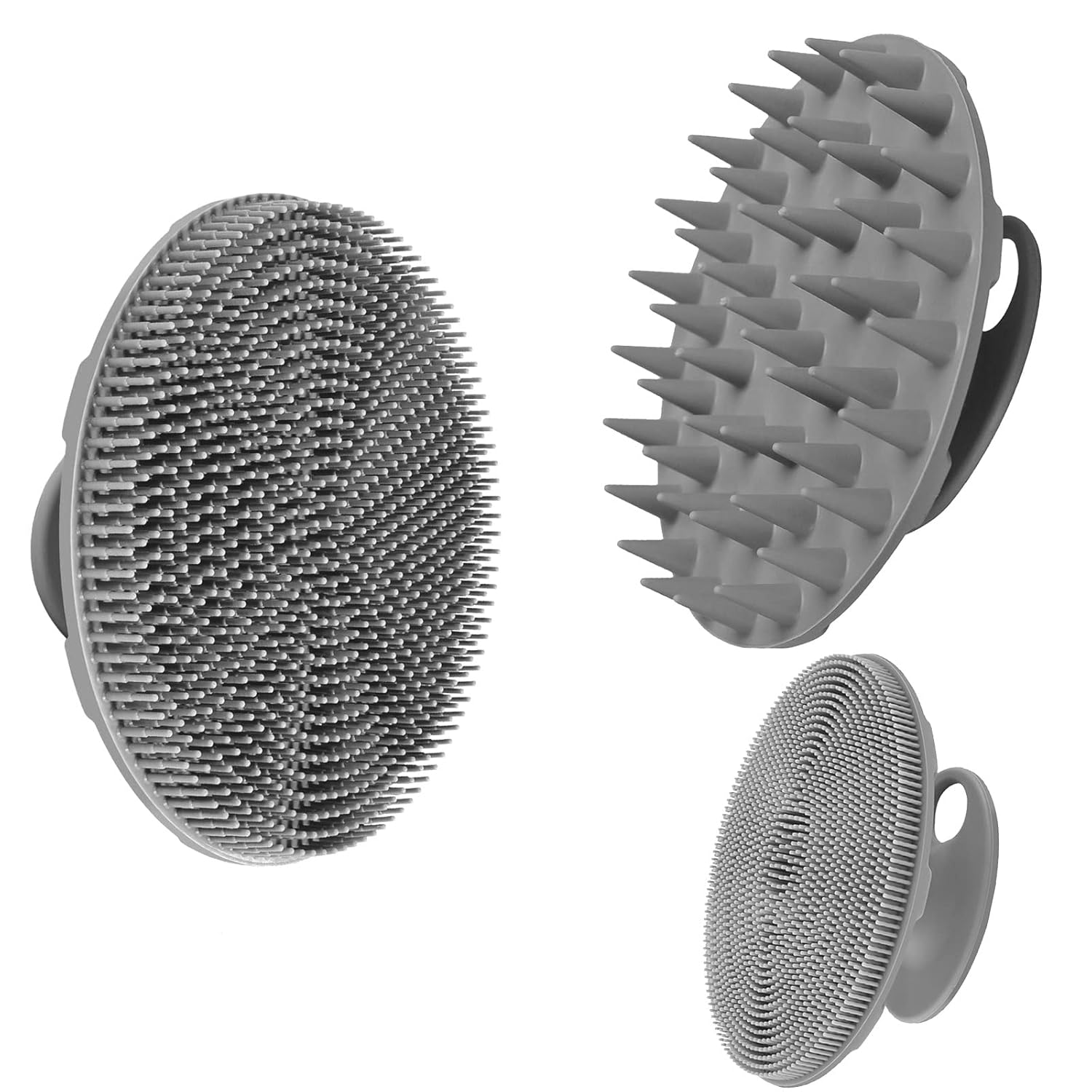INNERNEED Food-Grade Soft Silicone Body Scrubber Shower Brush, with Handheld Facial Cleansing Skin Brush, with Scalp Massager Shampoo Brush (Gray) INNERNEED Food-Grade Soft Silicone Body Scrubber Shower Brush, with Handheld Facial Cleansing Skin Brush, with Scalp Massager Shampoo Brush (Gray)
