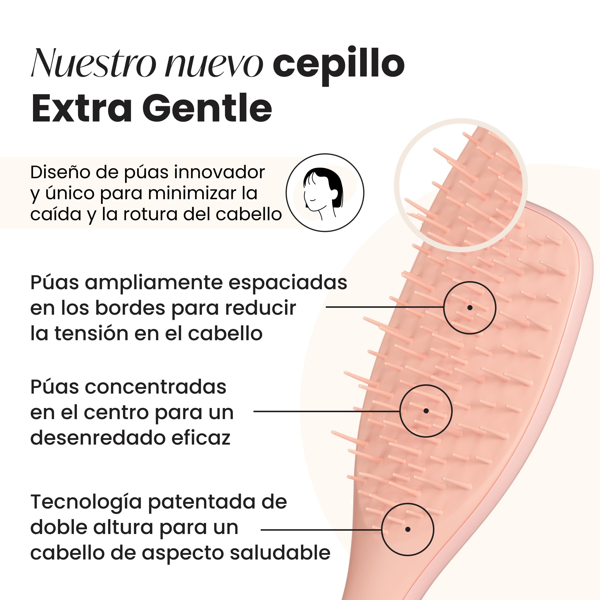 Tangle Teezer Extra Gentle Ultimate Detangler Hairbrush - Cepillo Desenredante Delicado para Pelo Seco y Mojado - Púas de Separación Amplia para un Desenredado Suave - Menos Caída y Rotura - Azafrán