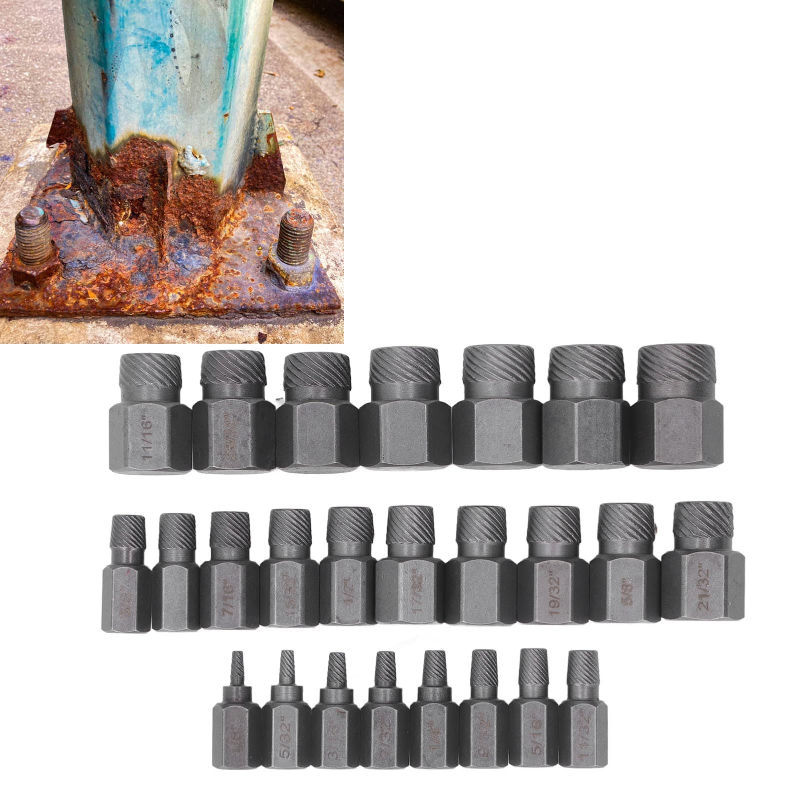 25 Pezzi Set di Estrattori per Bulloni Kit di Strumenti per la Rimozione di Bulloni per Viti Danneggiati ad Alta Resistenza per Meccanici e Appassionati del Fai da Te Acciaio al