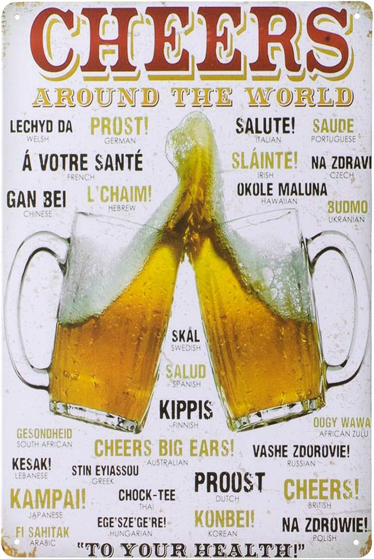 注目ブランドのギフト ブリキ看板 乾杯の言葉 ビールがモチーフ お店のインテリアに Atak Com Br