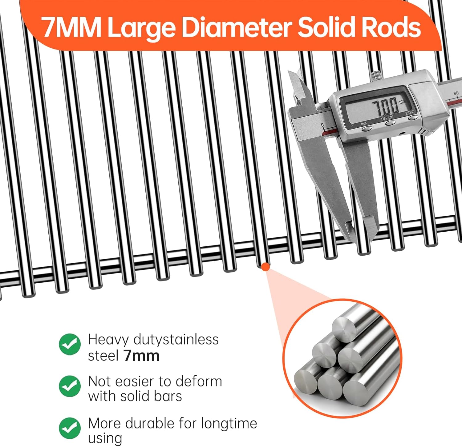 1Pack 20inch Stainless Steel Grill Steel Wire Cooking Grid Rock Grates Replacement Parts for Chargriller 5050,King Griller 3008 5252 Grills Grate Part