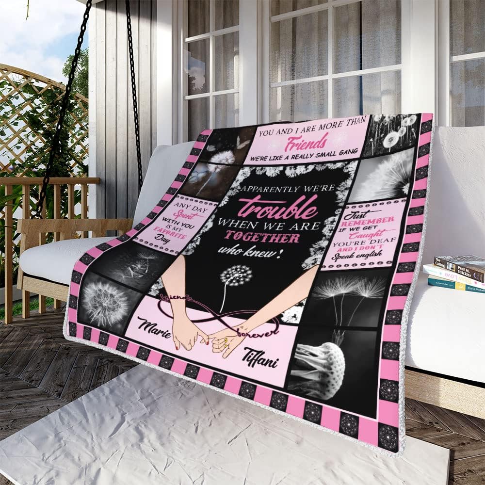 Personalized Blanket To My Bestie, You And I Are More Than Friends, Customized Name, Message To My Best Friend Fleece Blanket, Friendship Female Customized Sherpa Blanket, Custom Gift For BFF