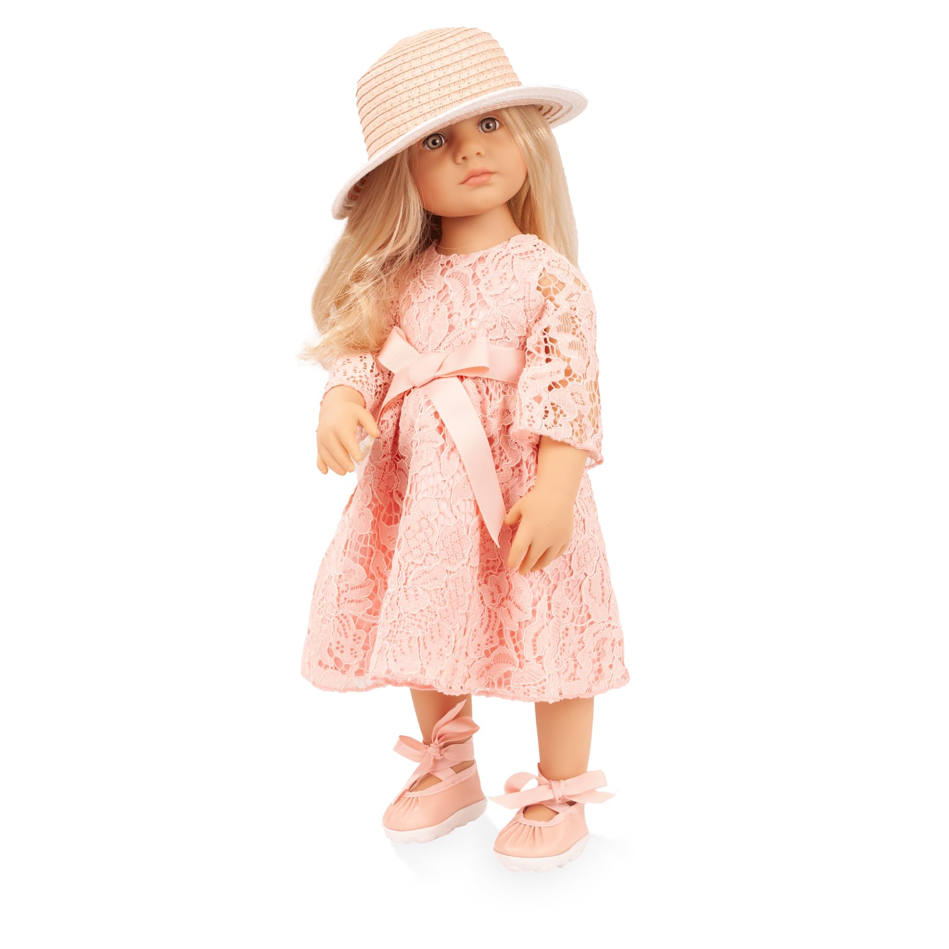 Götz 2666113 Happy Kidz Ella Puppe 50 cm Multigelenk-Stehpuppe | 6-tlg, für Kinder ab 3 Jahren, blonde Haare, graue Augen, 9 Gelenke, posierbar, frisierbar, Vinylhartkörper