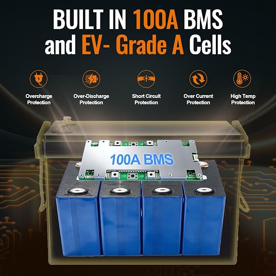 24 V 150 Ah LiFe PO4 Lithium B attery with 100A BMS
