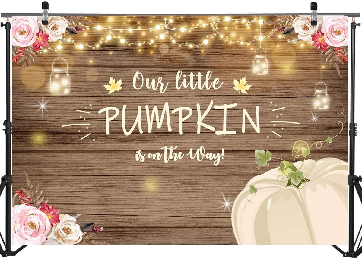 Mocsicka Rustic Floral Pumpkin Backdrop 6x4ft Pumpkin Theme Baby Shower Photography Background Fall Thanksgiving Baby Shower Party Decorations Banner