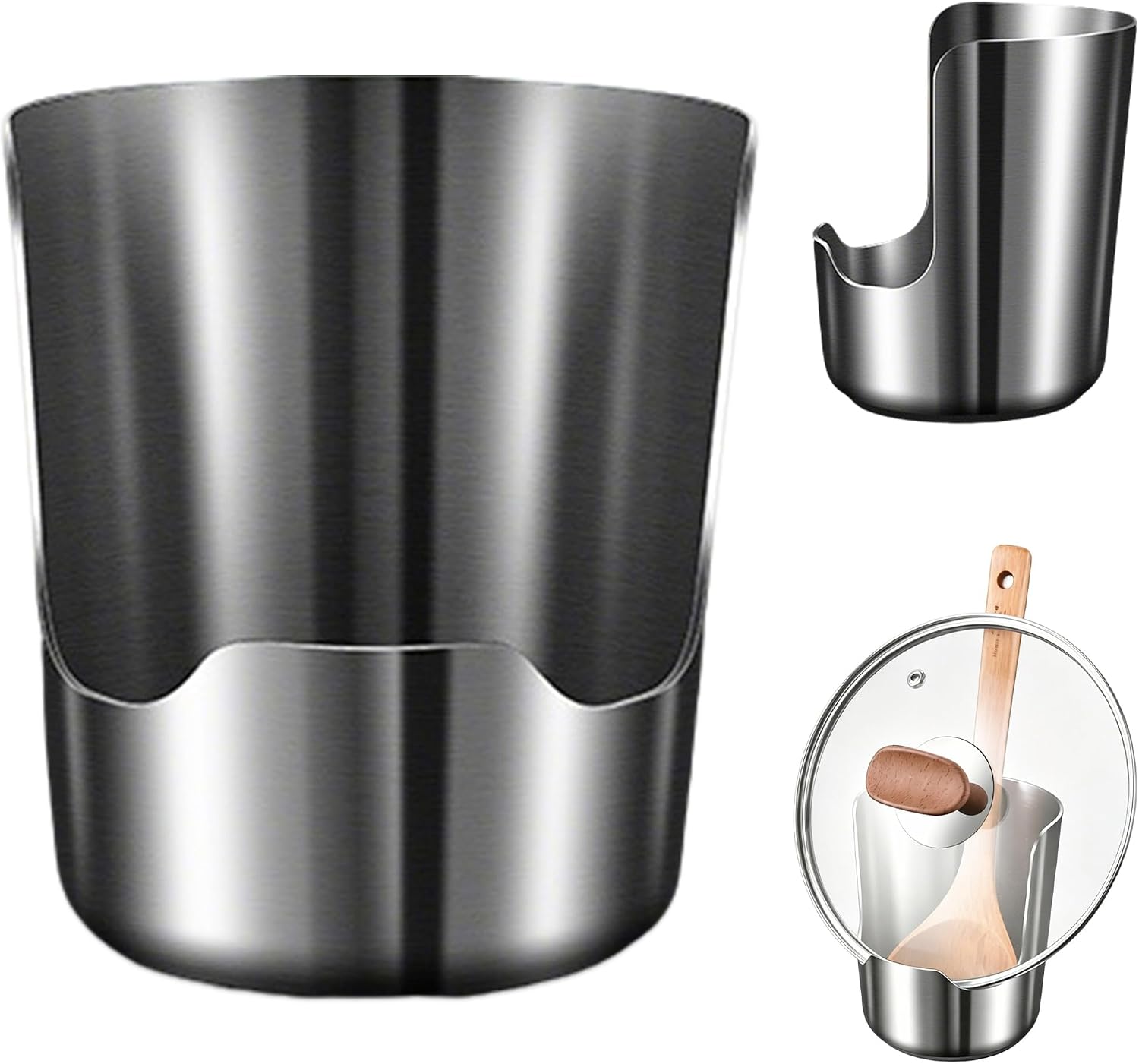 JDIV Multifunctional Kitchen Utensil Holder, Thickened Stainless Steel, Organizer for Pot Lids, Ladles, Spatulas, Cutting Boards