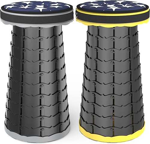 ALEVMOOM Taburete telescópico simple plegable en paquete amarillo taburete retráctil taburete de viaje portátil en gris carga máxima 440 IB